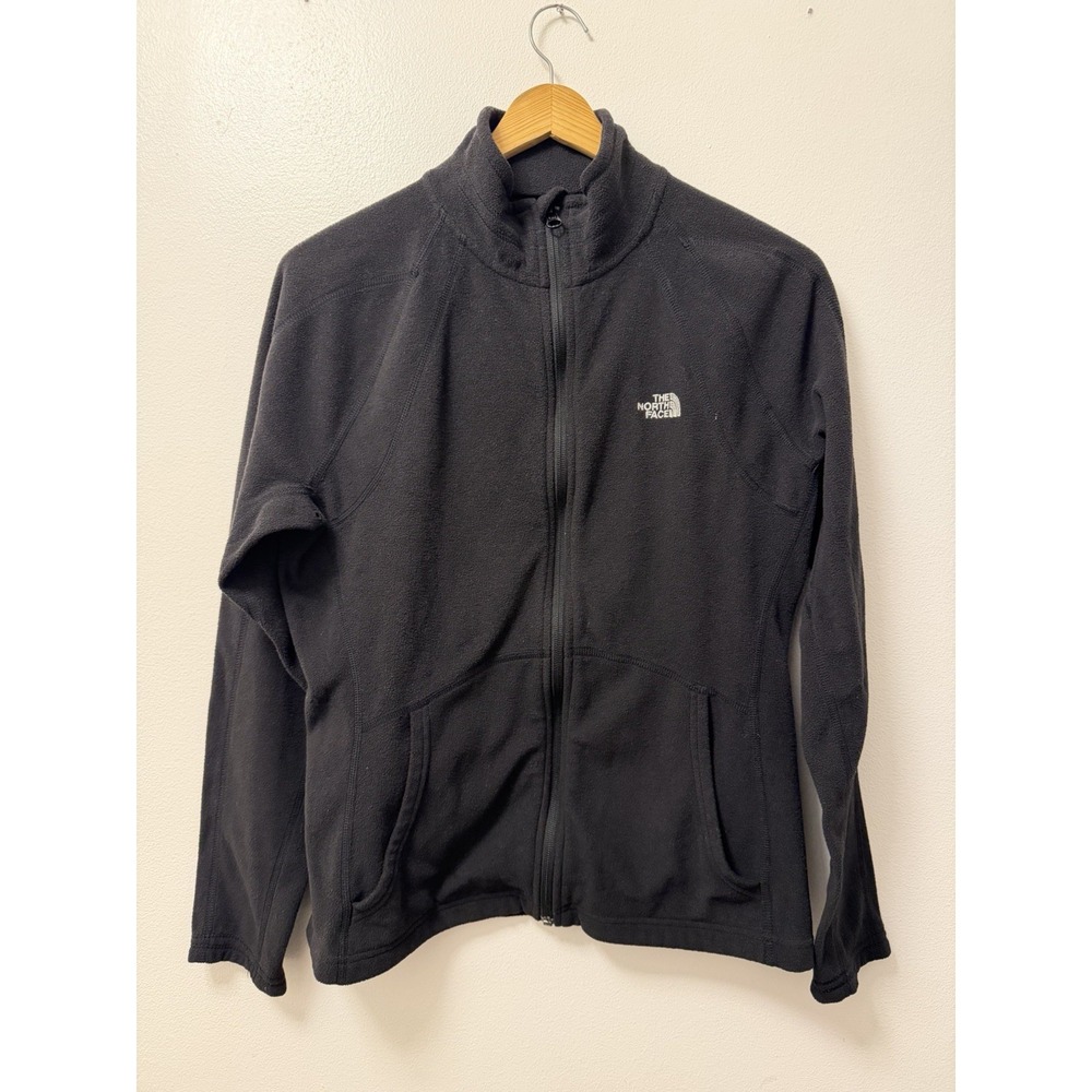 THE NORTH FACE Womens MEDIUM Black Full-Zip L/S Embroidered Logo FLEECE Jacket